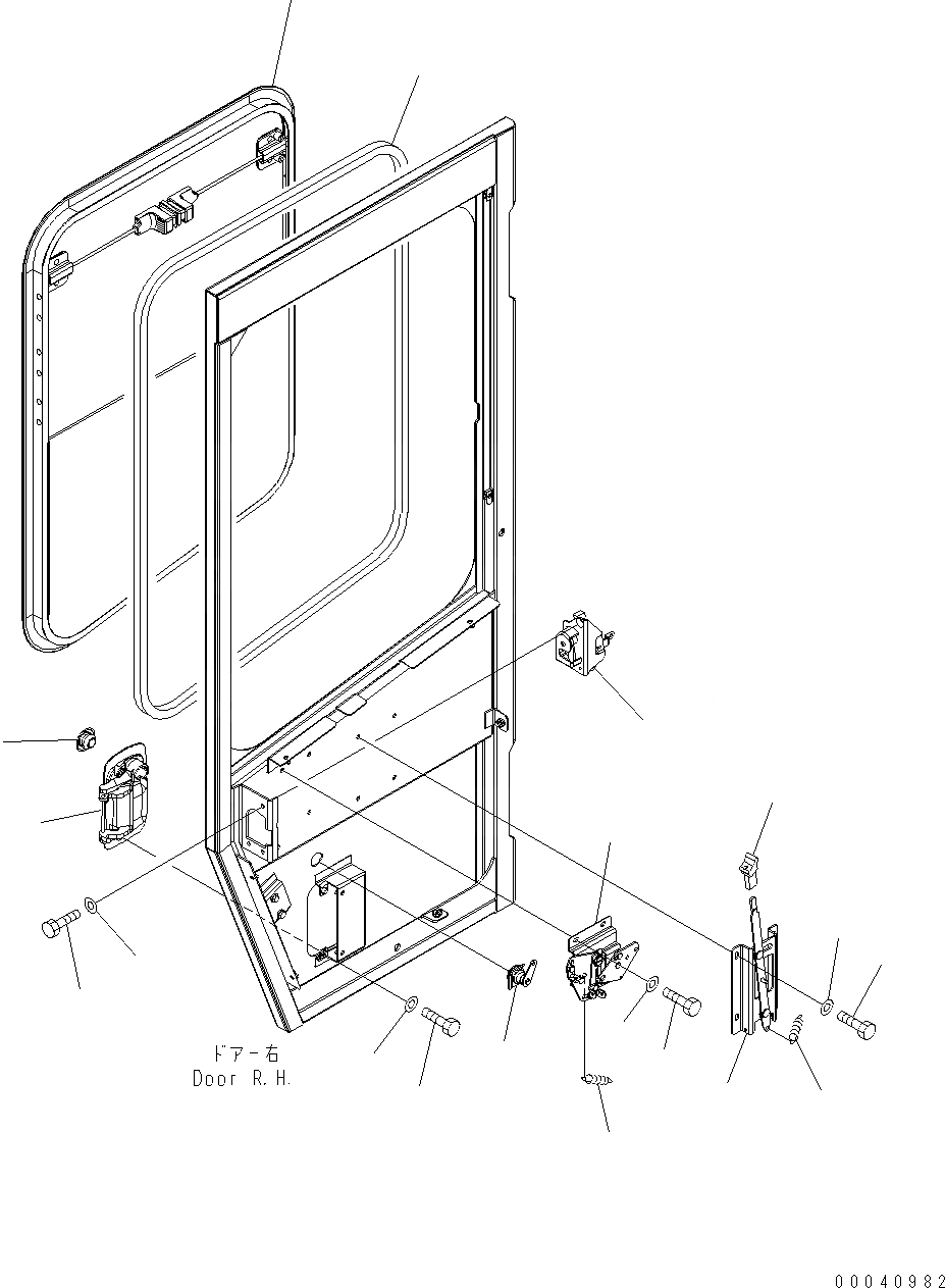 Схема запчастей Komatsu WA380-5 - КАБИНА ROPS (ДВЕРЬ, RHS) K OPERATORґS ОБСТАНОВКА И СИСТЕМА УПРАВЛЕНИЯ