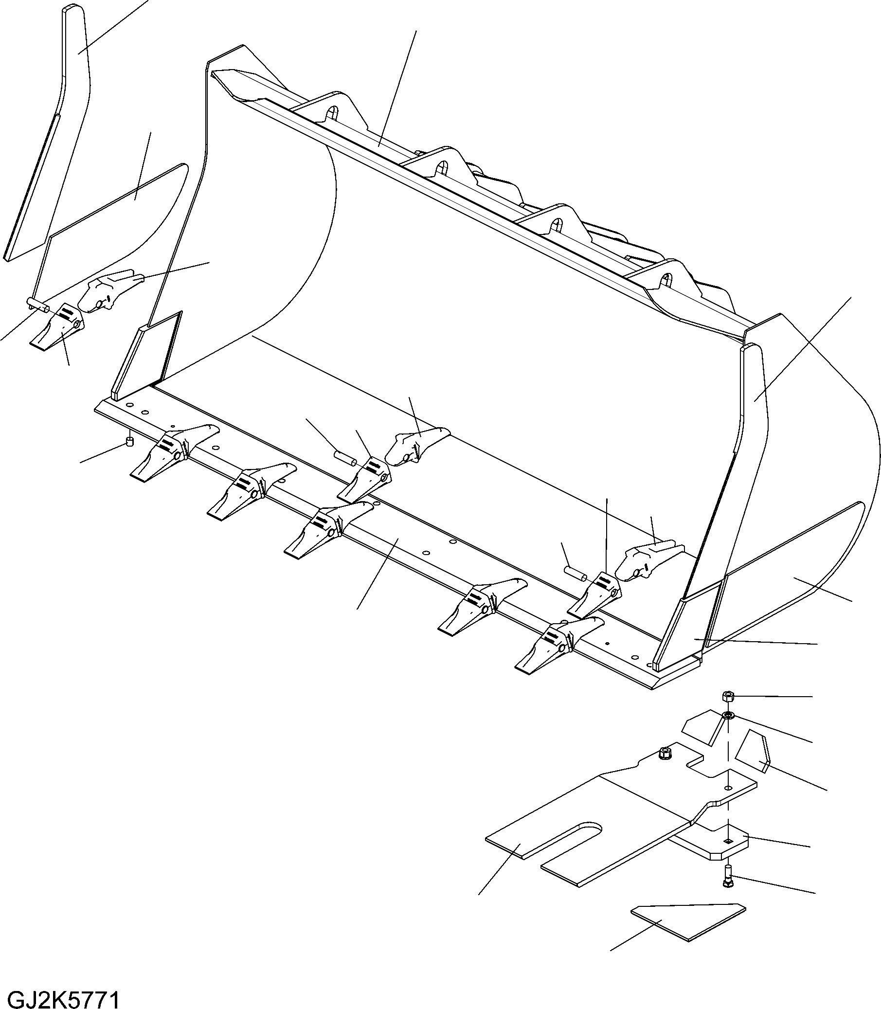 Схема запчастей Komatsu WA380-5 - КОВШ .M (ТИП C) (W TEETH) T РАБОЧЕЕ ОБОРУДОВАНИЕ