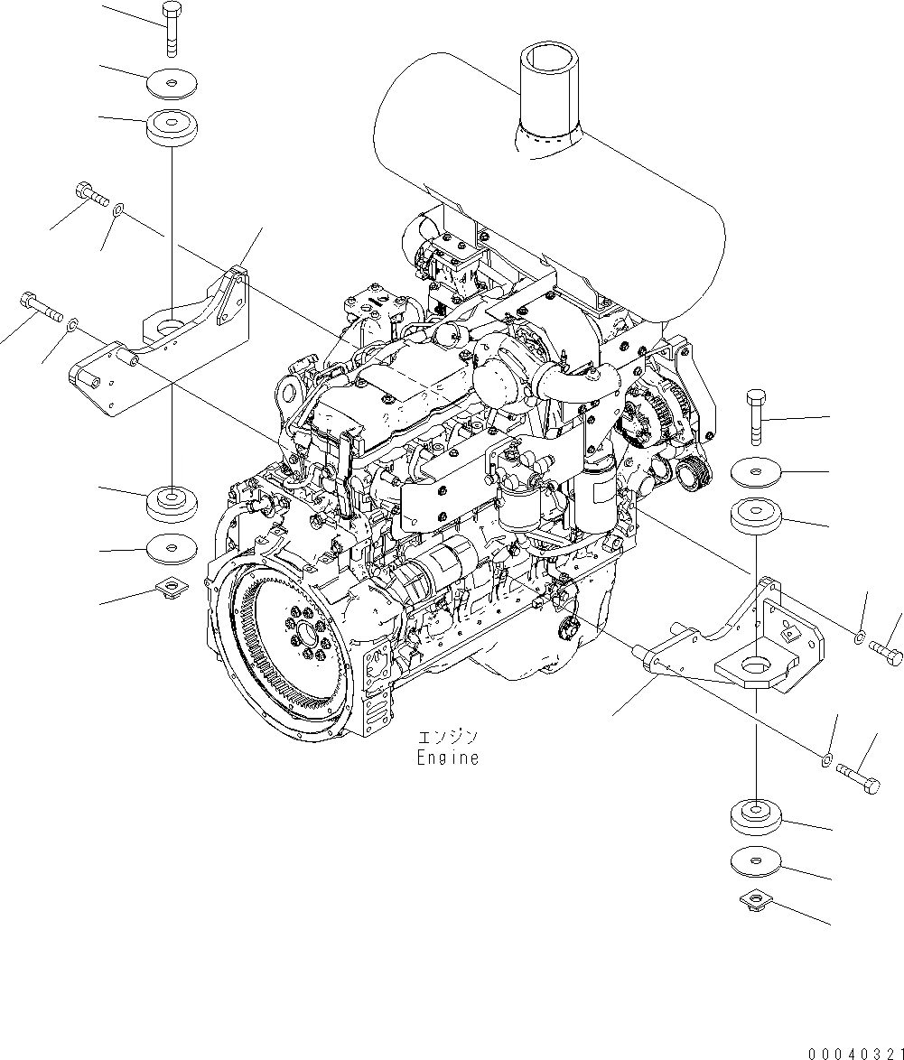 Схема запчастей Komatsu WA380-6 - КРЕПЛЕНИЕ ДВИГАТЕЛЯ B КОМПОНЕНТЫ ДВИГАТЕЛЯ