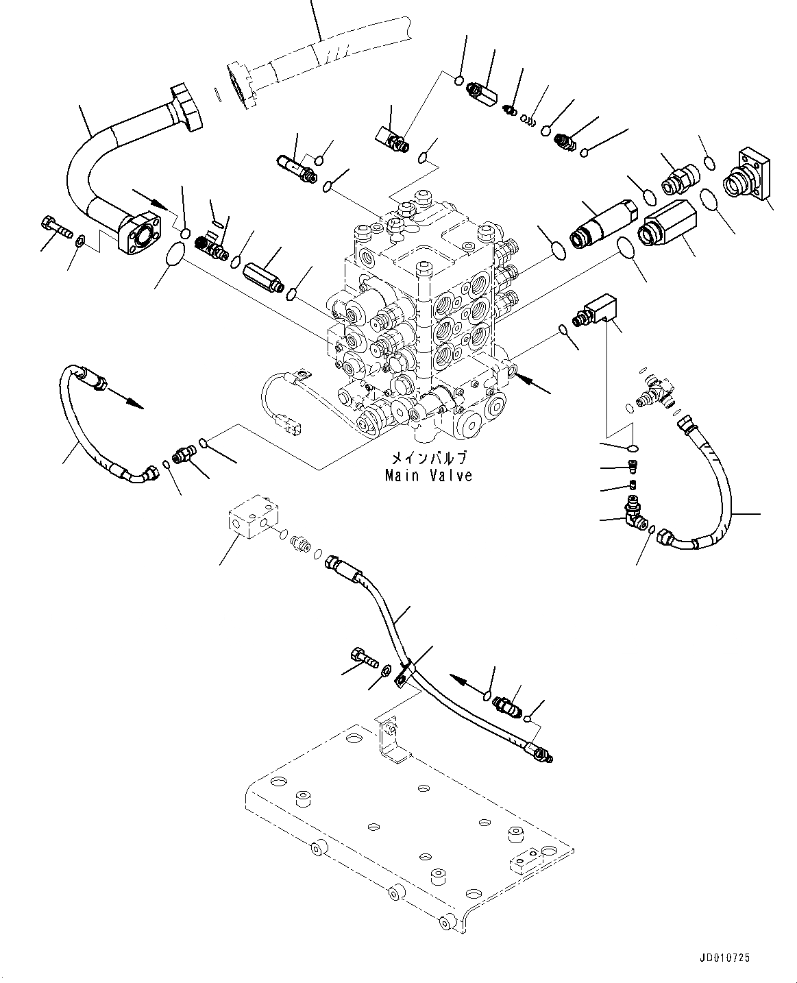 Схема запчастей Komatsu WA380-6 - ОСНОВН. КЛАПАН ( СЕКЦ. / PPC) (ПАТРУБОК) H ГИДРАВЛИКА