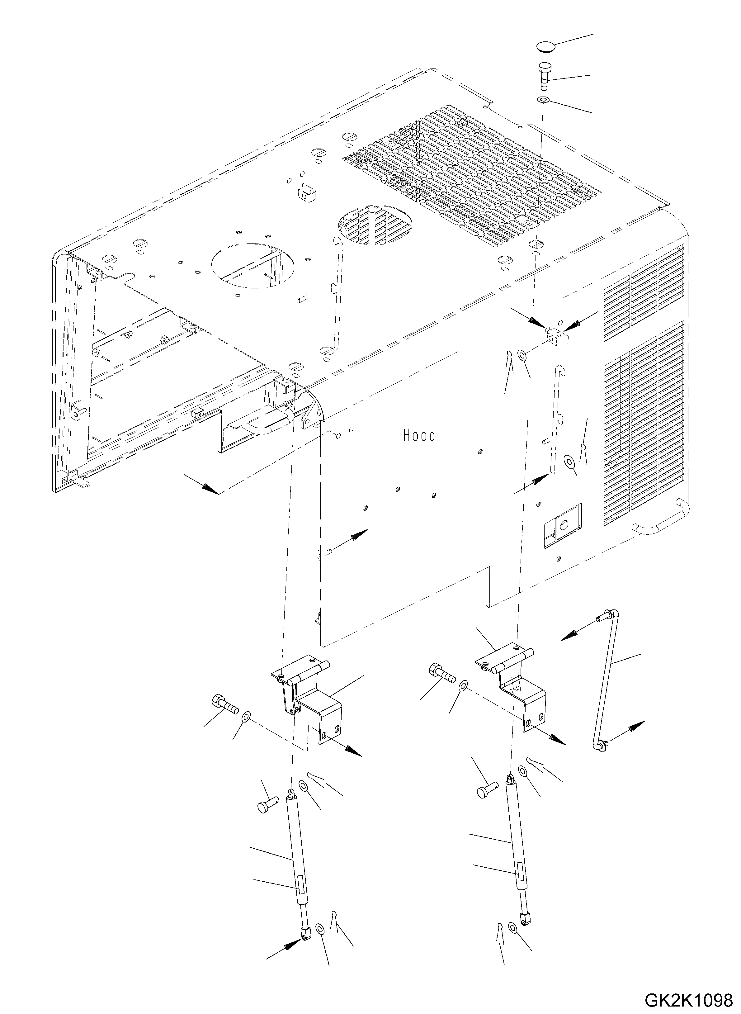 Схема запчастей Komatsu WA380-6 - КАПОТ (ДВЕРЬ) (GAS SPRING) M ЧАСТИ КОРПУСА