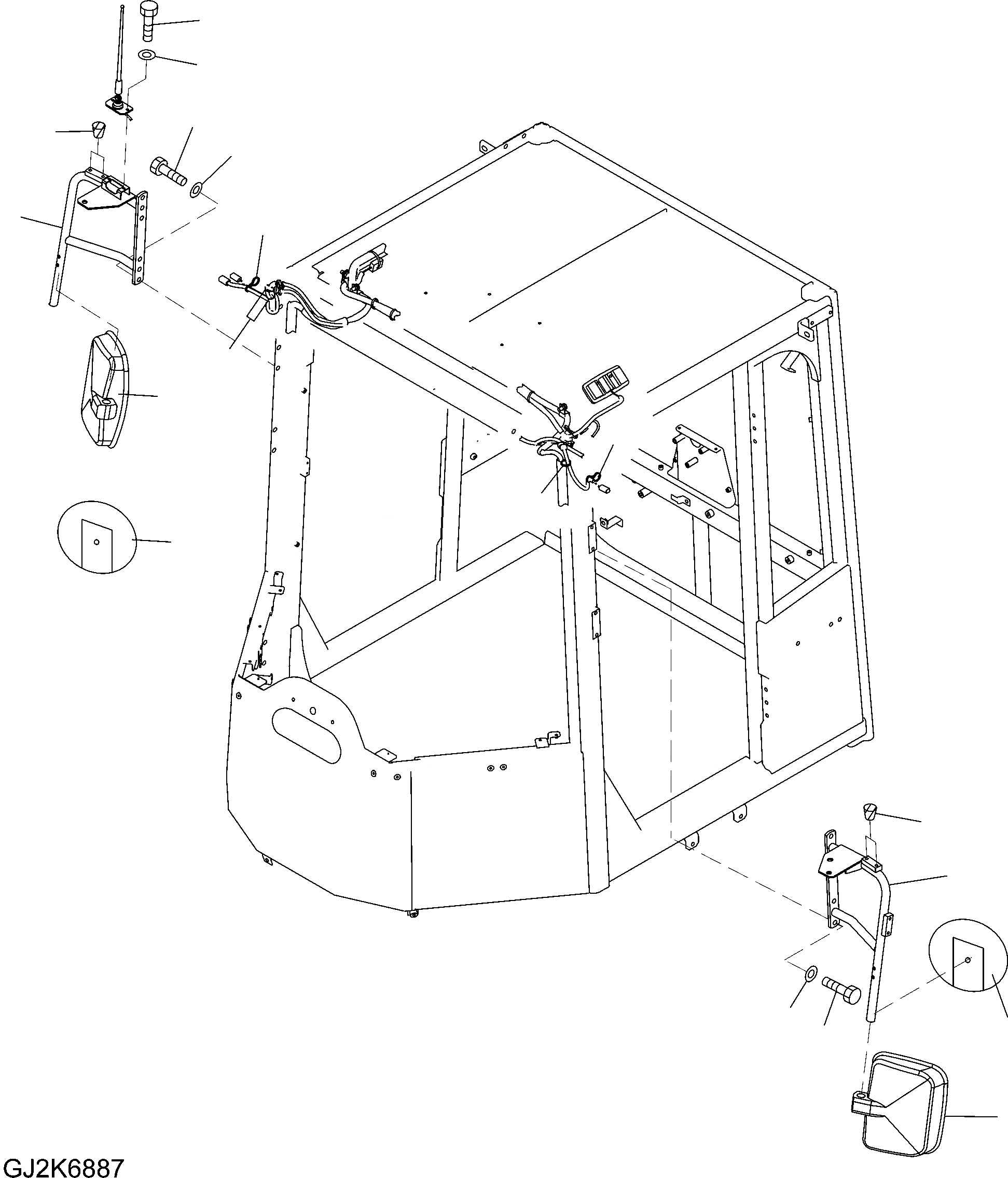 Схема запчастей Komatsu WA380-6 - ЗЕРКАЛА(CONVEX) M ЧАСТИ КОРПУСА