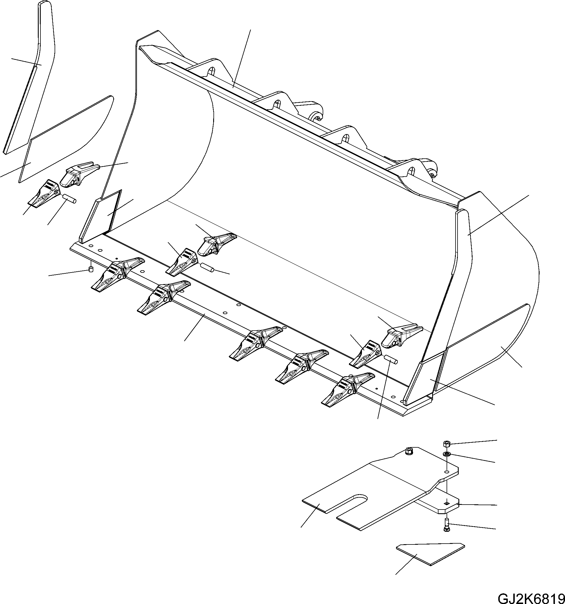 Схема запчастей Komatsu WA380-6 - БЫСТРОСЪЕМН. МЕХ-М КОВШ .CBM (С TEETH) (C-FR) T РАБОЧЕЕ ОБОРУДОВАНИЕ