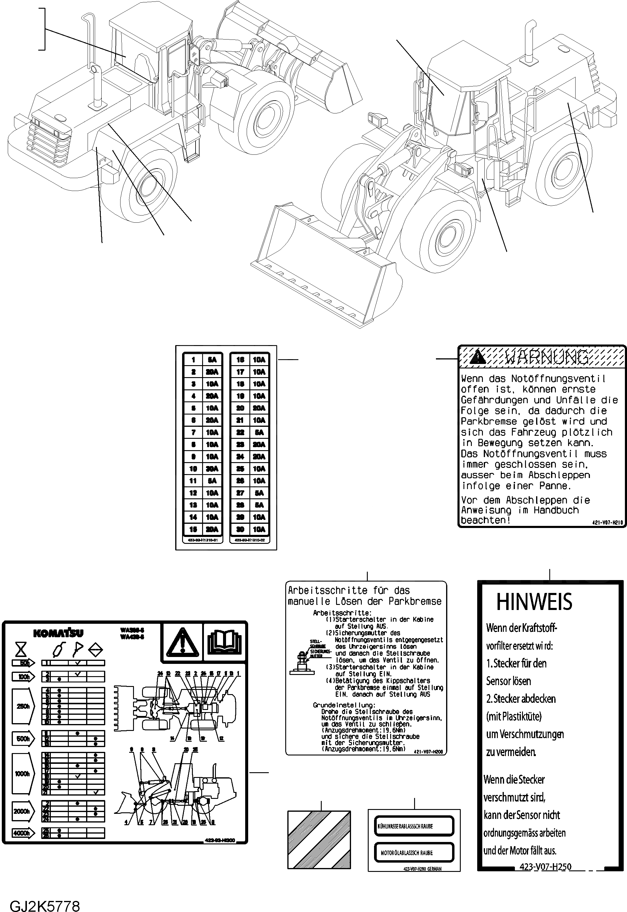 Схема запчастей Komatsu WA380-6 - ТАБЛИЧКИ (ПОРТУГАЛ.) U МАРКИРОВКА