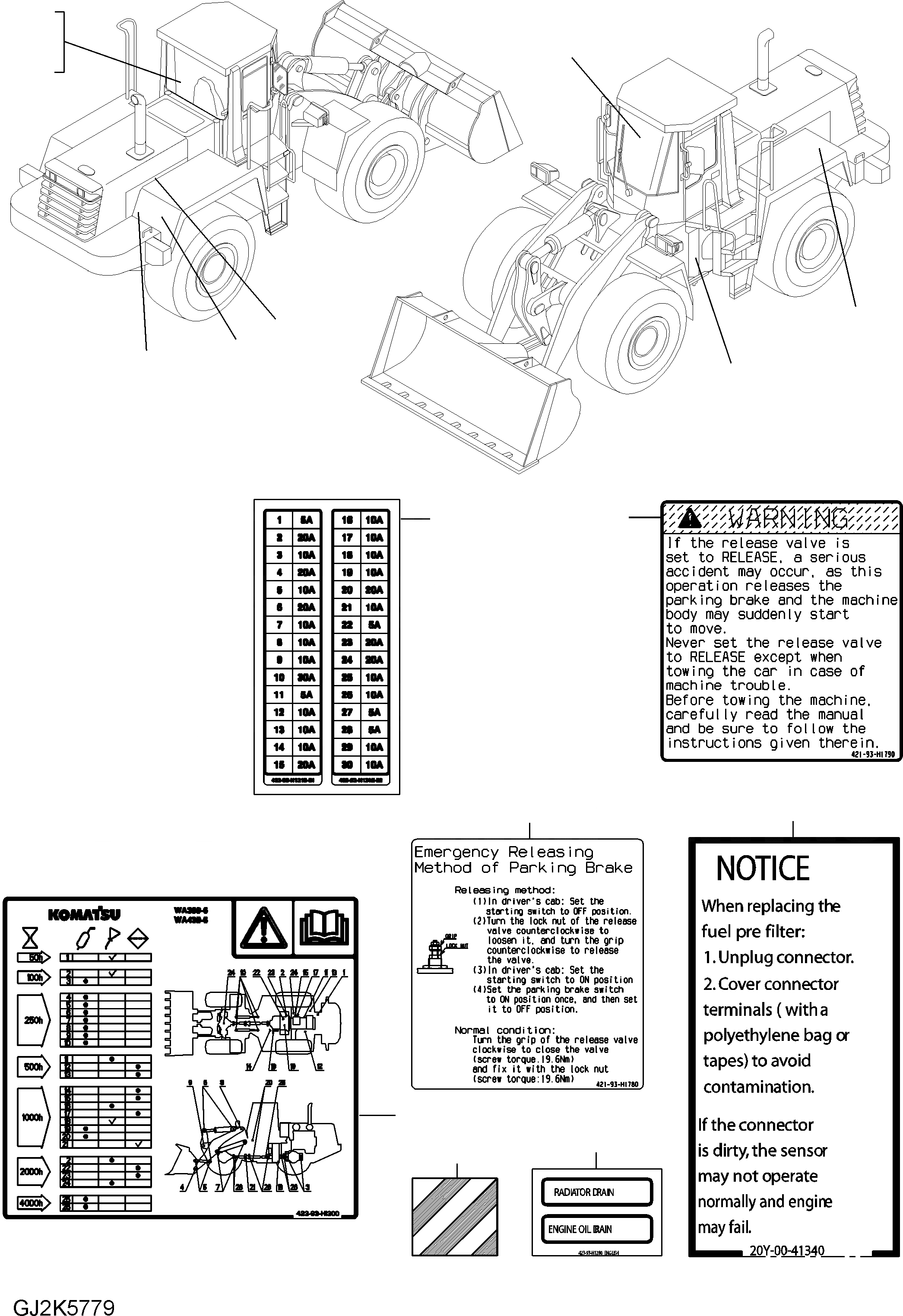 Схема запчастей Komatsu WA380-6 - ТАБЛИЧКИ (АНГЛ.) U МАРКИРОВКА