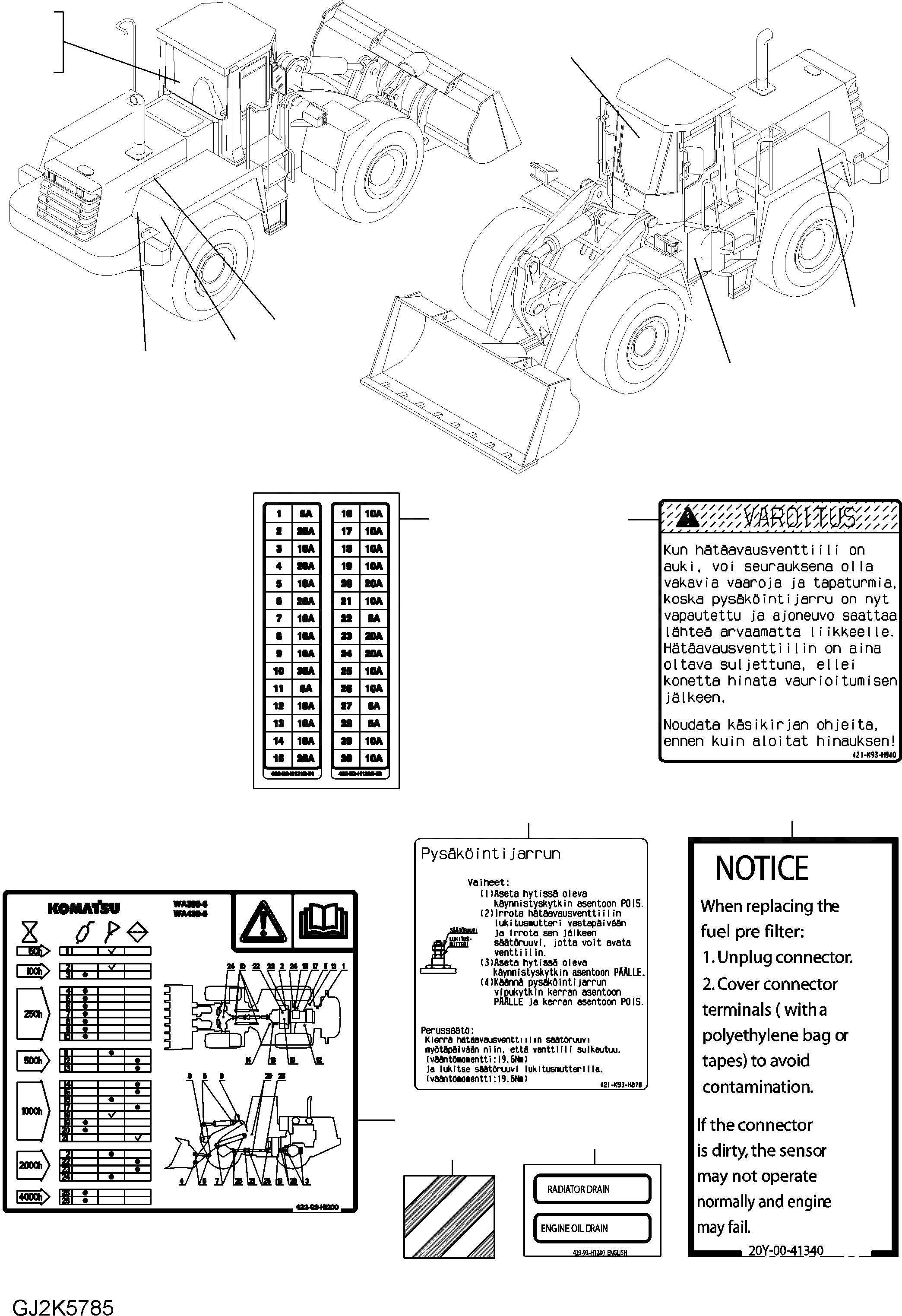 Схема запчастей Komatsu WA380-6 - ТАБЛИЧКИ (FINNISH) U МАРКИРОВКА