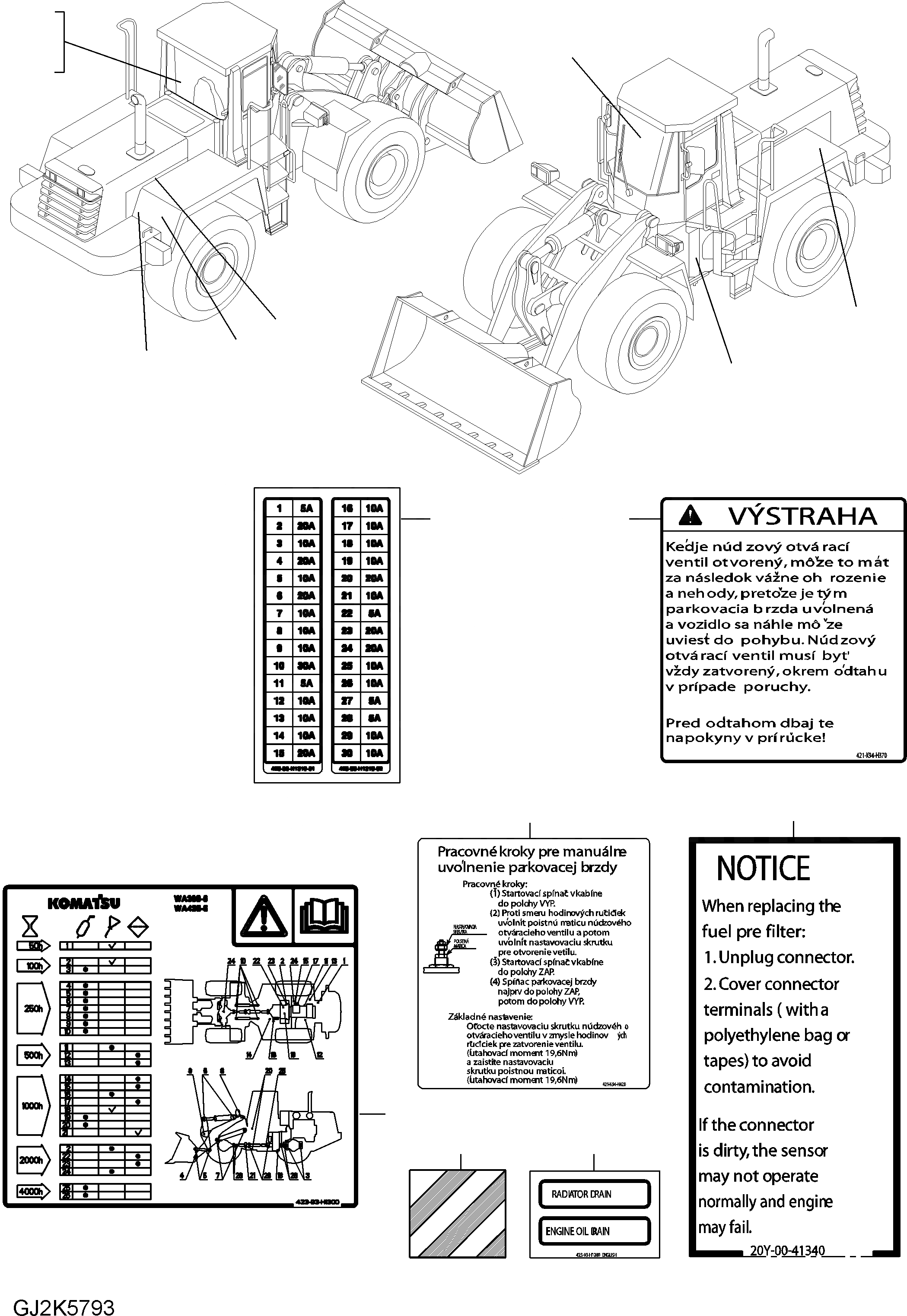 Схема запчастей Komatsu WA380-6 - ТАБЛИЧКИ (SLOVAK) U МАРКИРОВКА