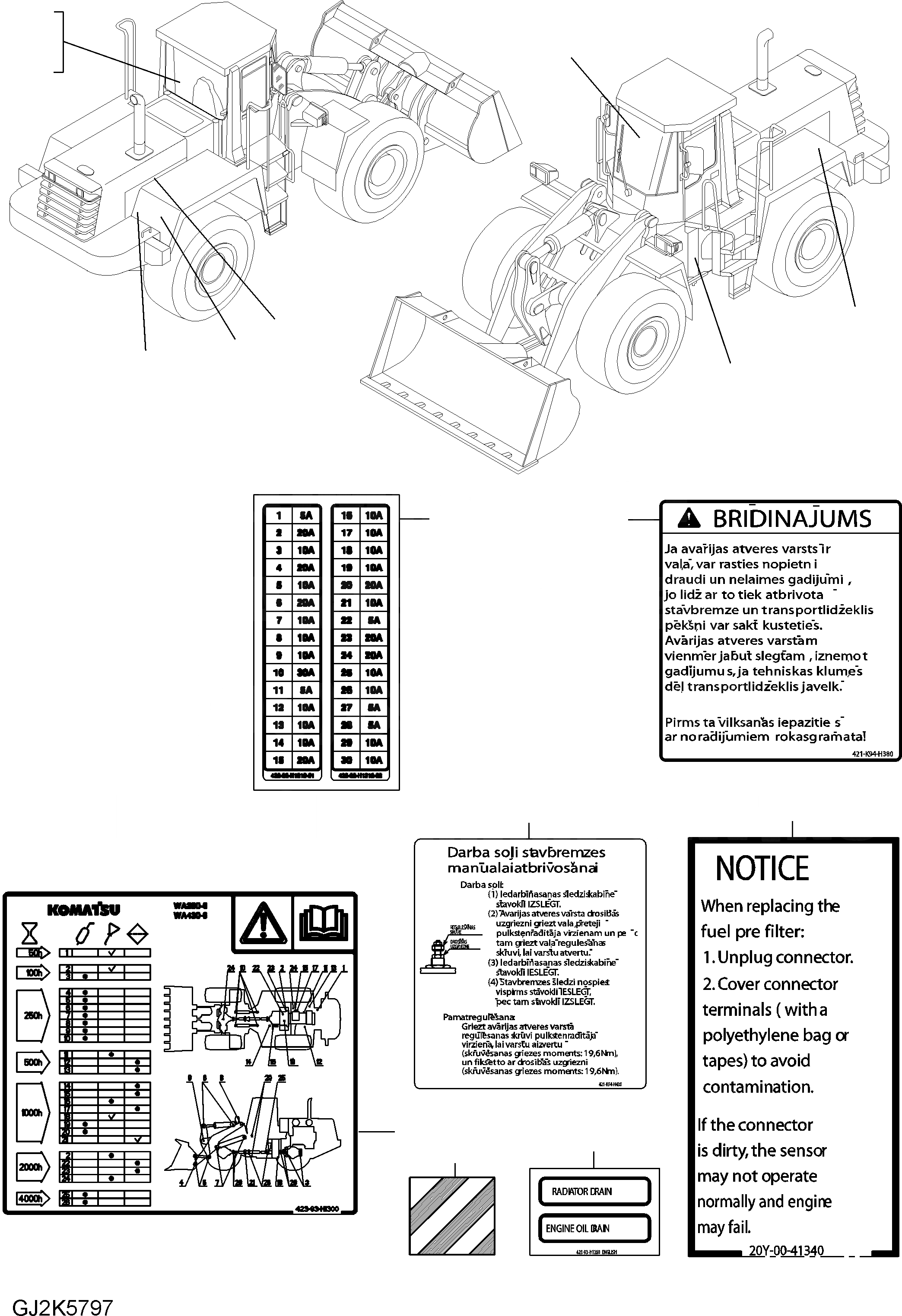 Схема запчастей Komatsu WA380-6 - ТАБЛИЧКИ (LETTISH) U МАРКИРОВКА