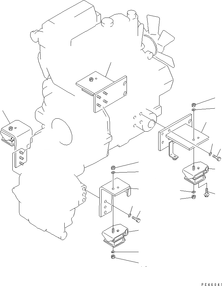 Схема запчастей Komatsu WA40-3 - КРЕПЛЕНИЕ ДВИГАТЕЛЯ КОМПОНЕНТЫ ДВИГАТЕЛЯ
