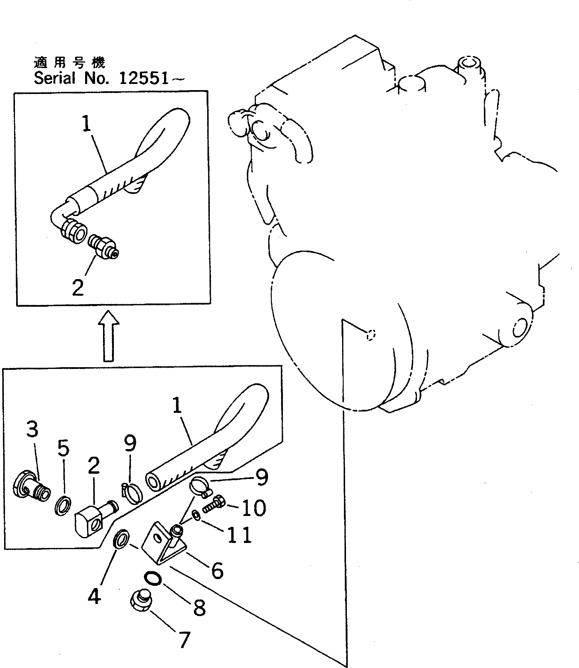 Схема запчастей Komatsu WA40-3 - КОМПОНЕНТЫ ДВИГАТЕЛЯ(№-9) КОМПОНЕНТЫ ДВИГАТЕЛЯ