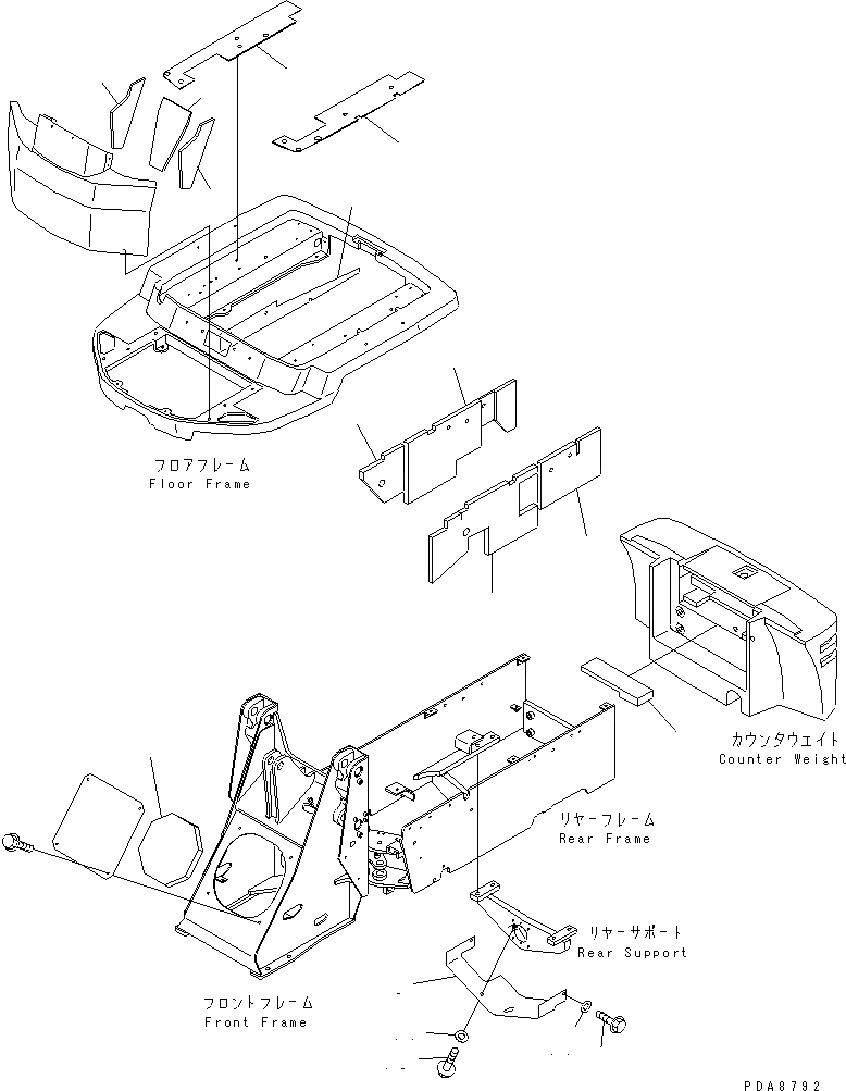 Схема запчастей Komatsu WA40-3 - NOISE ABATEMENT ЧАСТИ(№-8999) ЧАСТИ КОРПУСА