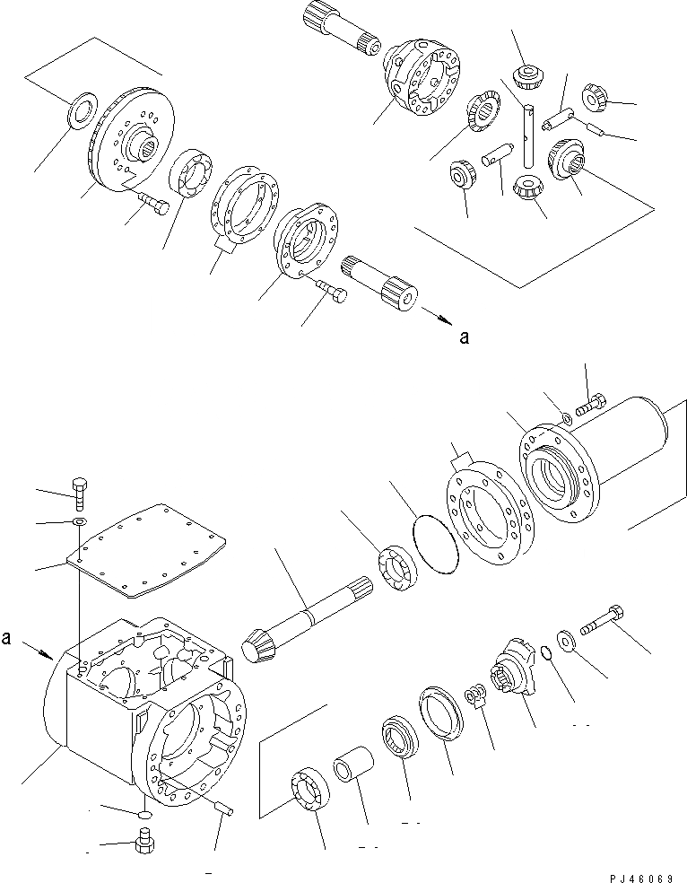 Схема запчастей Komatsu WA40-3-CB - ПЕРЕДНИЙ МОСТ (ДИФФЕРЕНЦ.) ГИДРОТРАНСФОРМАТОР И ТРАНСМИССИЯ