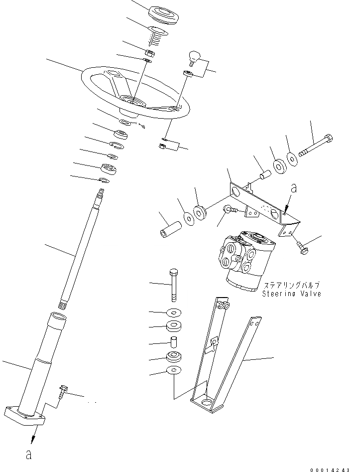 Схема запчастей Komatsu WA40-3-CB - РУЛЕВОЕ КОЛЕСО И РУЛЕВ. КОЛОНКА КАБИНА ОПЕРАТОРА И СИСТЕМА УПРАВЛЕНИЯ