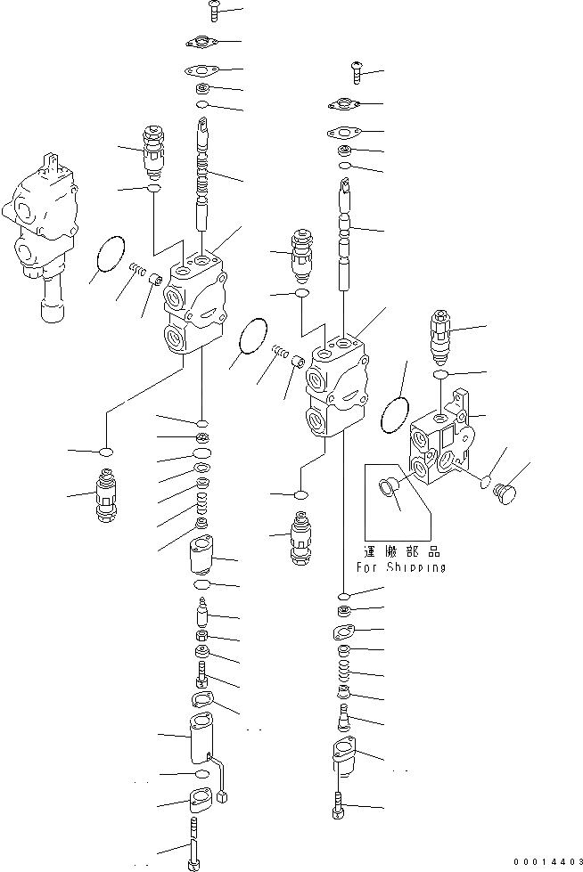 Схема запчастей Komatsu WA40-3 - 3-Х СЕКЦИОНН. CNTROL КЛАПАН (/) ОСНОВН. КОМПОНЕНТЫ И РЕМКОМПЛЕКТЫ