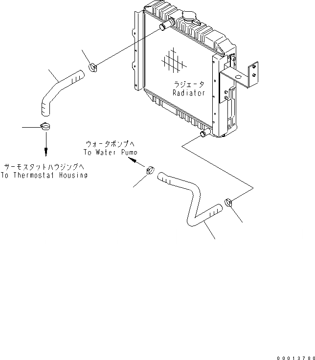 Схема запчастей Komatsu WA40-3-CN - СИСТЕМА ТРУБ РАДИАТОРА СИСТЕМА ОХЛАЖДЕНИЯ