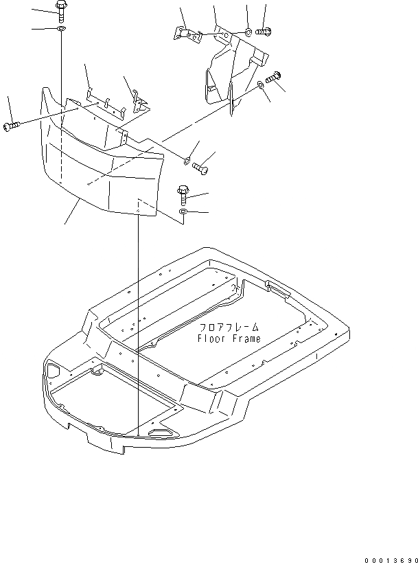Схема запчастей Komatsu WA40-3-CN - ФРОНТАЛЬНАЯ ЗАЩИТА ЧАСТИ КОРПУСА