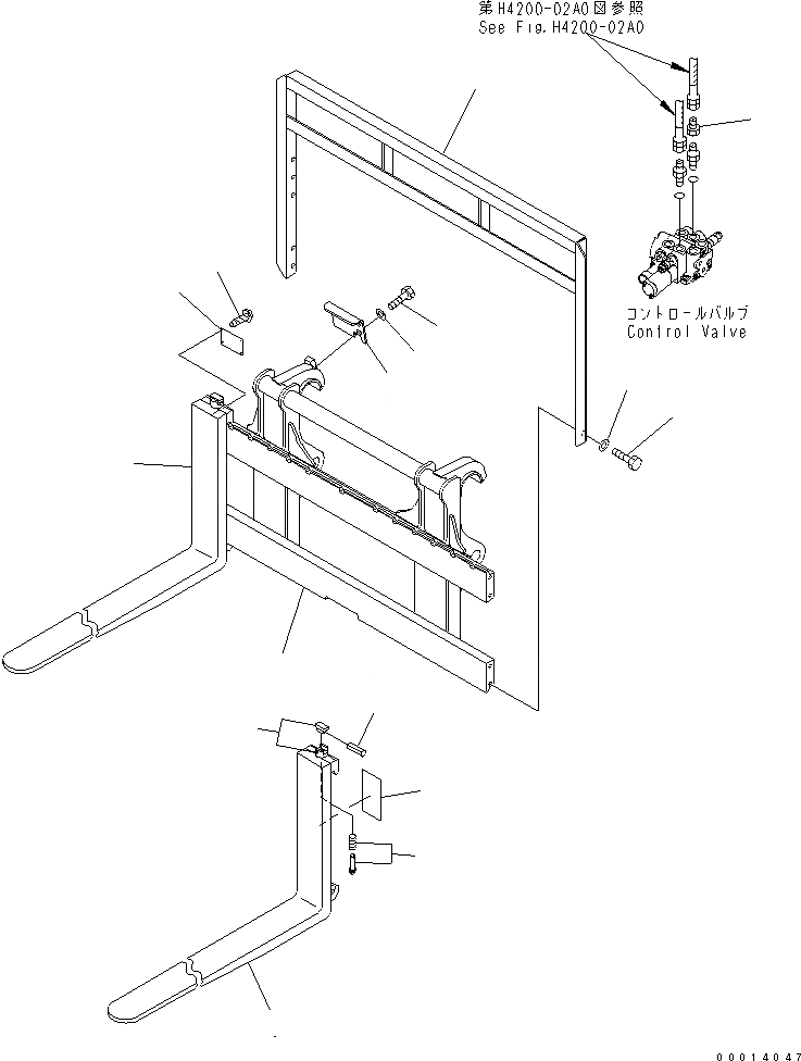 Схема запчастей Komatsu WA40-3-CN - PALETTE ВИЛЫ РАБОЧЕЕ ОБОРУДОВАНИЕ