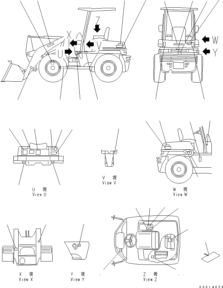 Схема запчастей Komatsu WA40-3-CN - МАРКИРОВКА (С НАВЕСОМ) (ЯПОН.) МАРКИРОВКА