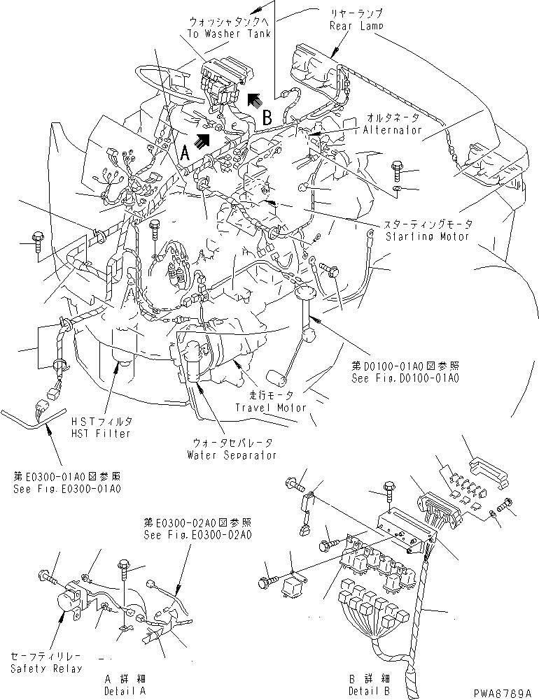 Схема запчастей Komatsu WA40-3-X - ЭЛЕКТРИКА (ОСНОВН. ЛИНИЯ)(№-8999) ЭЛЕКТРИКА