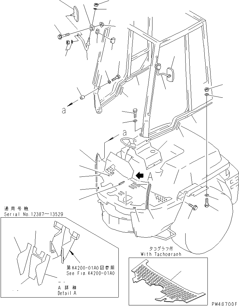 Схема запчастей Komatsu WA40-3-X - КРЕПЛЕНИЕ КАБИНЫ ЧАСТИ(№87-8999) КАБИНА ОПЕРАТОРА И СИСТЕМА УПРАВЛЕНИЯ