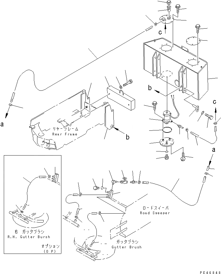 Схема запчастей Komatsu WA40-3-X - ВОДН. ГИДРОЛИНИЯ (ДЛЯ ROAD SWEEPER) РАБОЧЕЕ ОБОРУДОВАНИЕ