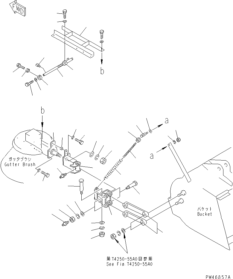 Схема запчастей Komatsu WA40-3-X - ROAD SWEEPER (/8) (GUTTER BRUSH МЕХАНИЗМ И ВОДН. PIPE)     (IRON КОЛЕСА ТИП) РАБОЧЕЕ ОБОРУДОВАНИЕ