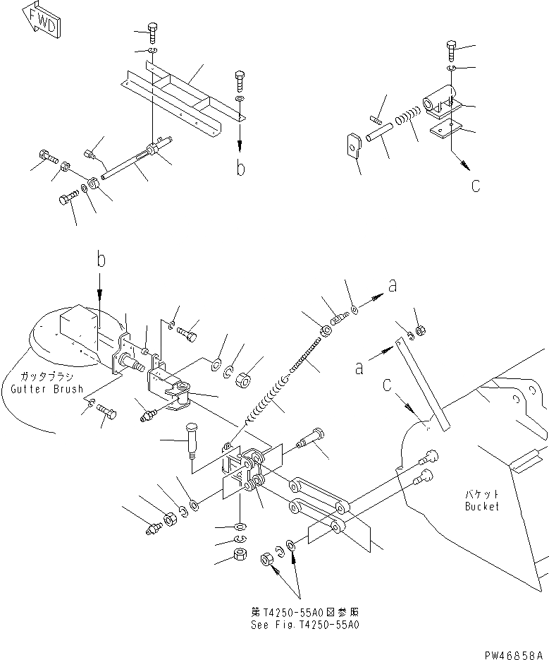 Схема запчастей Komatsu WA40-3-X - ROAD SWEEPER (/8) (GUTTER BRUSH МЕХАНИЗМ И ВОДН. PIPE)     (ШИНЫ ТИП) РАБОЧЕЕ ОБОРУДОВАНИЕ