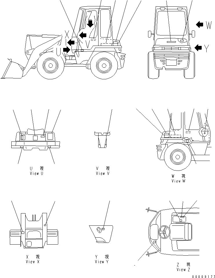 Схема запчастей Komatsu WA40-3-X - МАРКИРОВКА (С КАБИНОЙ) (ЯПОН.)(№-9) МАРКИРОВКА
