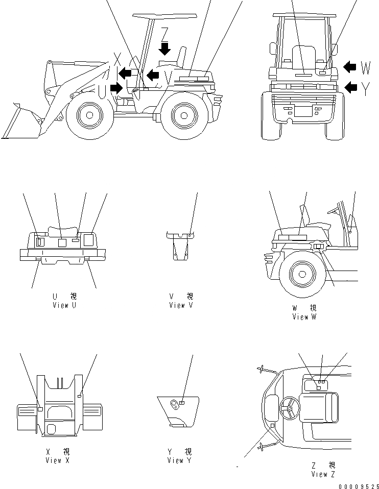 Схема запчастей Komatsu WA40-3-X - МАРКИРОВКА (С НАВЕСОМ) (ЯПОН.)(№-) МАРКИРОВКА