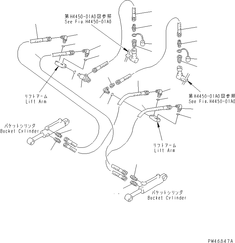Схема запчастей Komatsu WA40-3RS-X - ГИДРОЛИНИЯ (ROAD SWEEPER ЛИНИЯ ЦИЛИНДРА) РАБОЧЕЕ ОБОРУДОВАНИЕ