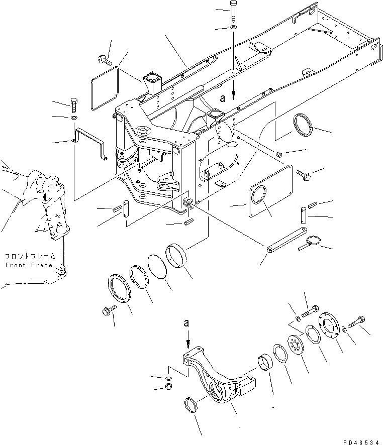 Схема запчастей Komatsu WA400-3-X - ЗАДН. РАМА (С ECSS)(№-) РАМА И ЧАСТИ КОРПУСА