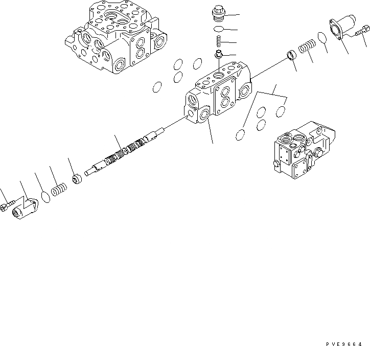 Схема запчастей Komatsu WA400-3-X - УПРАВЛЯЮЩ. КЛАПАН (3-Х СЕКЦИОНН.) (/)(№-) УПРАВЛ-Е РАБОЧИМ ОБОРУДОВАНИЕМ