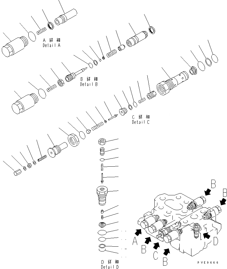 Схема запчастей Komatsu WA400-3-X - УПРАВЛЯЮЩ. КЛАПАН (3-Х СЕКЦИОНН.) (/)(№-) УПРАВЛ-Е РАБОЧИМ ОБОРУДОВАНИЕМ