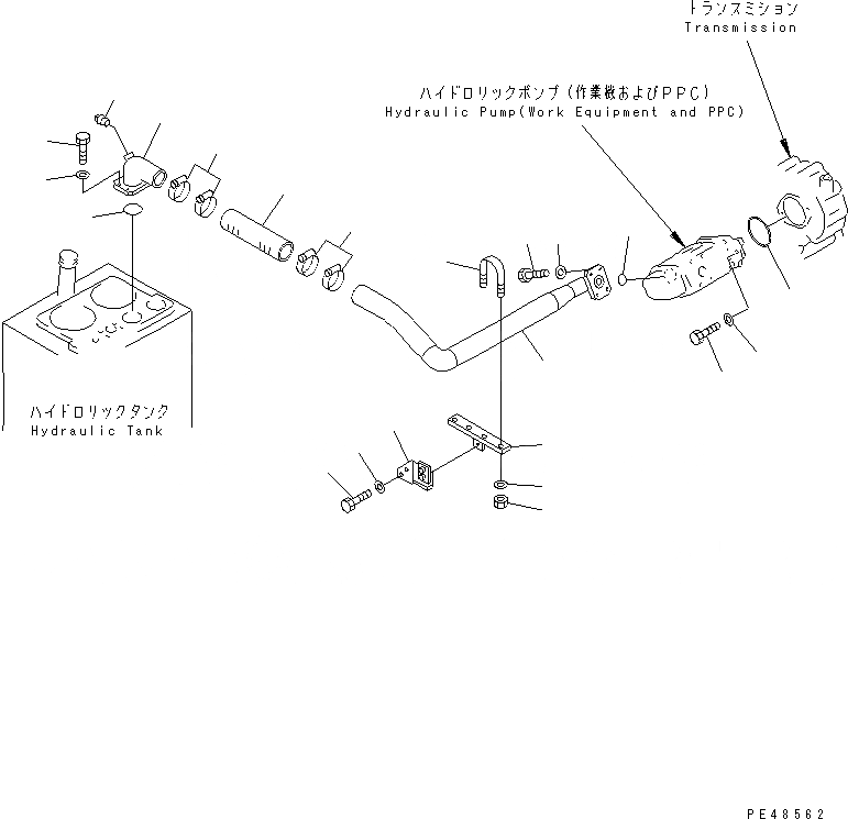 Схема запчастей Komatsu WA400-3-X - ГИДРОЛИНИЯ (ВСАСЫВ. ЛИНИЯ)(№-) УПРАВЛ-Е РАБОЧИМ ОБОРУДОВАНИЕМ