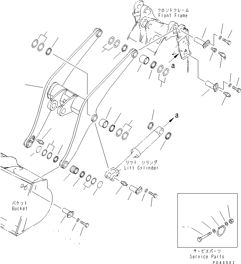 Схема запчастей Komatsu WA400-3-X - РУКОЯТЬ(№-) РАБОЧЕЕ ОБОРУДОВАНИЕ