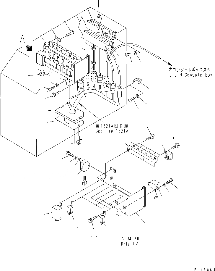 Схема запчастей Komatsu WA400-1 - ELECTRYCAL СИСТЕМА (КОНСОЛЬН. БЛОК¤ ПРАВ.)(№-) КОМПОНЕНТЫ ДВИГАТЕЛЯ И ЭЛЕКТРИКА