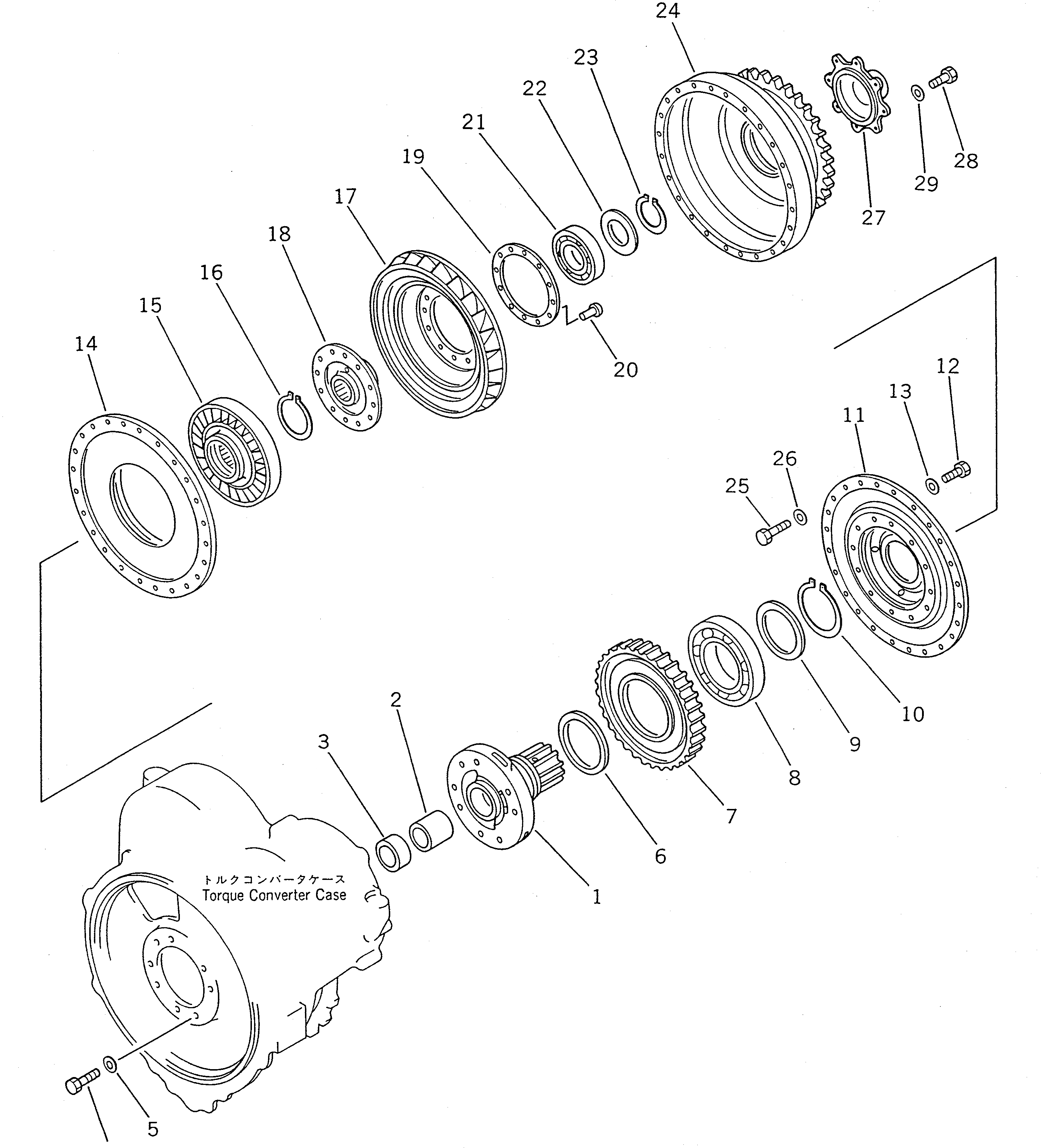 Схема запчастей Komatsu WA400-1 - ГИДРОТРАНСФОРМАТОР ГИДРОТРАНСФОРМАТОР И ТРАНСМИССИЯ