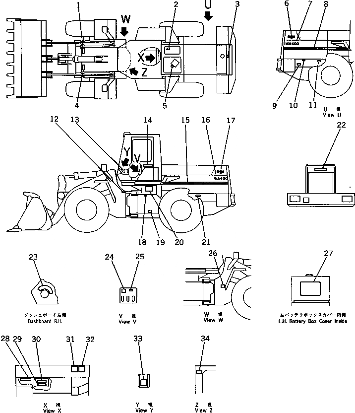 Схема запчастей Komatsu WA400-1 - МАРКИРОВКА (ИТАЛИЯ) МАРКИРОВКА¤ ИНСТРУМЕНТ И РЕМКОМПЛЕКТЫ