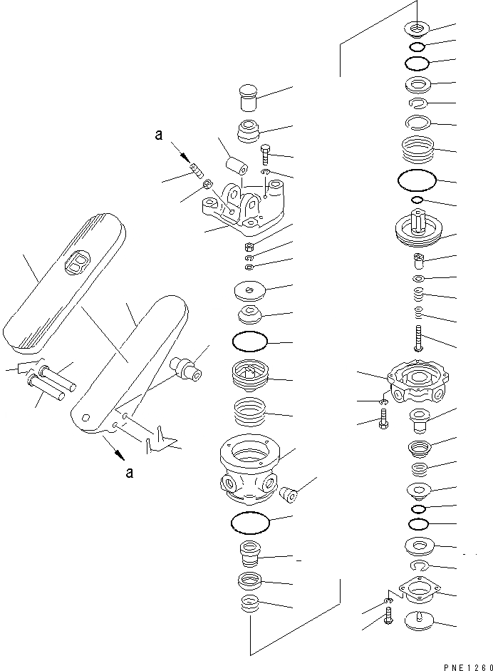 Схема запчастей Komatsu WA400-1 - КЛАПАН ПЕДАЛИ(№-) ВЕДУЩ. ВАЛ¤ ДИФФЕРЕНЦ. И КОЛЕСА