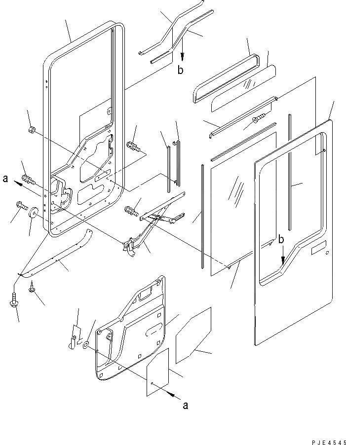 Схема запчастей Komatsu WA400-3A-S - КАБИНА (/9) (ДВЕРЬ СТЕКЛА)(№-) РАМА И ЧАСТИ КОРПУСА