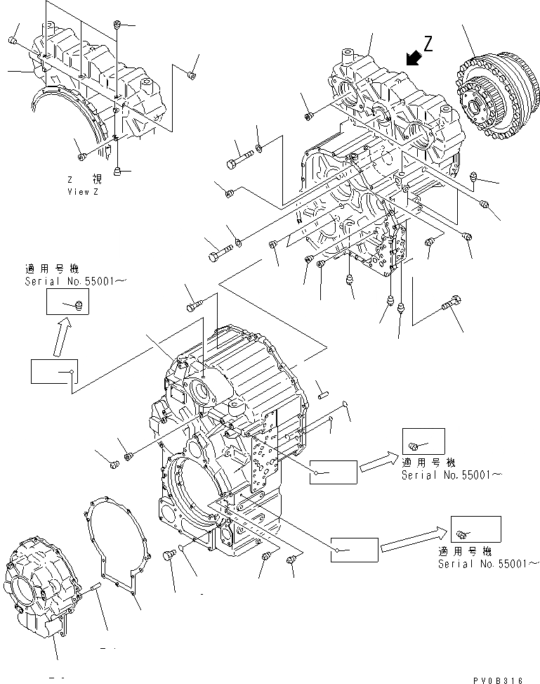 Схема запчастей Komatsu WA400-3A-SN - ТРАНСМИССИЯ (КОРПУС ТРАНСМИССИИ) (ДЛЯ ЭКСТРЕННОГО УПРАВЛЕНИЯ) ТРАНСМИССИЯ