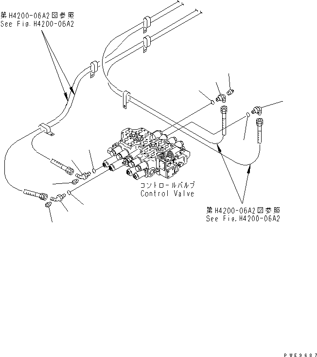 Схема запчастей Komatsu WA400-3A-SN - КОНТРОЛЬНЫЙ КЛАПАН РАБОЧ. ОБОРУДОВАНИЯ (СОЕДИНЕНИЯ КЛАПАНА РРС¤ /)  (С 4-Х СЕКЦИОНН. УПРАВЛЯЮЩ. КЛАПАН) ГИДРАВЛИКА