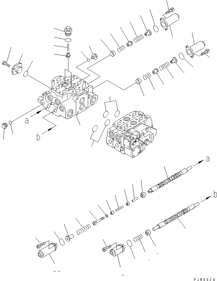 Схема запчастей Komatsu WA400-3A-SN - УПРАВЛЯЮЩ. КЛАПАН (4-Х СЕКЦИОНН.) (/) ОСНОВН. КОМПОНЕНТЫ И РЕМКОМПЛЕКТЫ