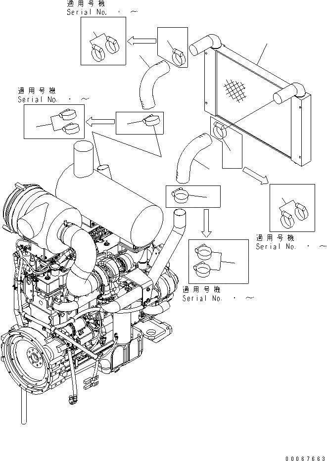 Схема запчастей Komatsu WA400-5 - ДВИГАТЕЛЬ ПЕРЕДАЧА КОМПОНЕНТЫ ДВИГАТЕЛЯ