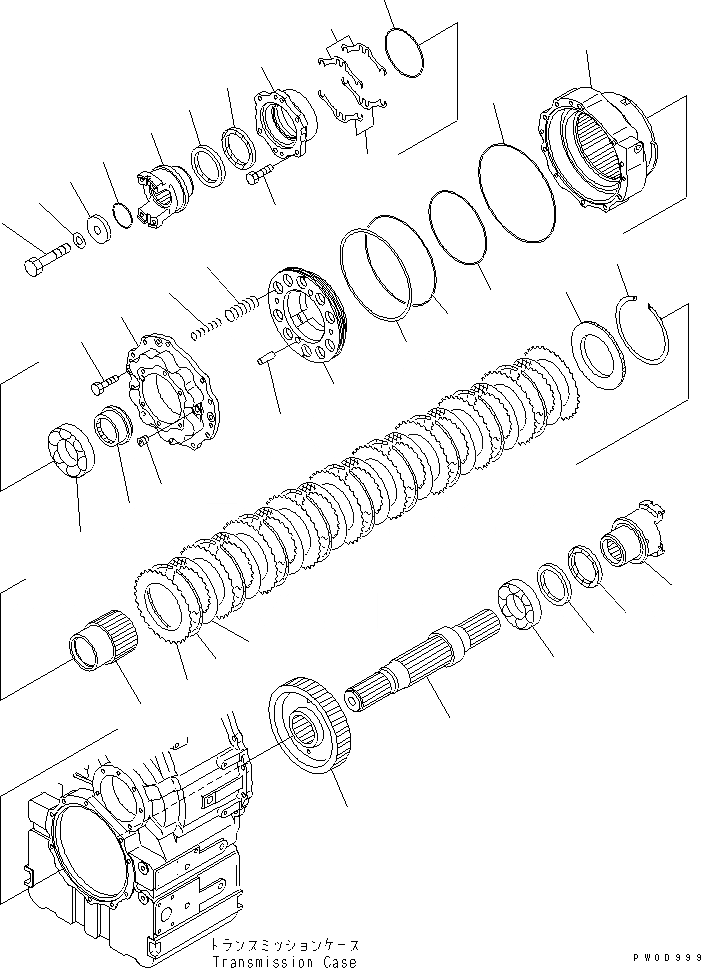Схема запчастей Komatsu WA400-5 - ТРАНСМИССИЯ (ВЫХОДНОЙ ВАЛ) СИЛОВАЯ ПЕРЕДАЧА