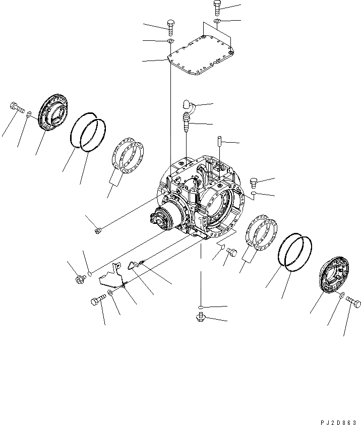 Схема запчастей Komatsu WA400-5 - ЗАДН. МОСТ (КОЖУХ МОСТА АКСЕССУАРЫ) СИЛОВАЯ ПЕРЕДАЧА