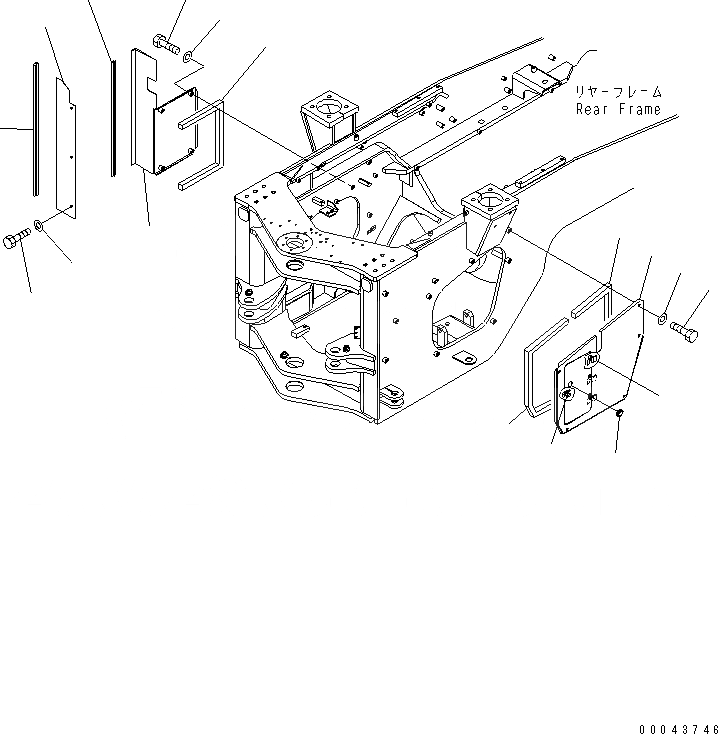 Схема запчастей Komatsu WA400-5 - БЛОКИР. ШАНГА И КРЫШКА(БОКОВ. КРЫШКА) (ДЛЯ АВТОМАТИЧ. СМАЗ.) ОСНОВНАЯ РАМА И ЕЕ ЧАСТИ