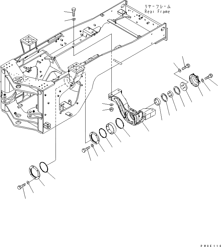 Схема запчастей Komatsu WA400-5 - ЗАДН. МОСТ СУППОРТ ОСНОВНАЯ РАМА И ЕЕ ЧАСТИ