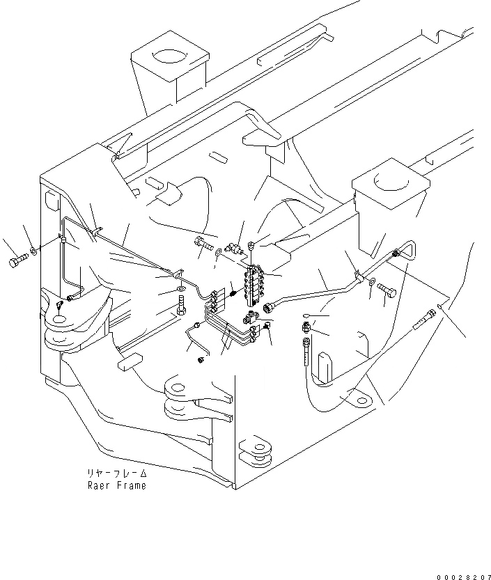 Схема запчастей Komatsu WA400-5 - УДАЛЕННАЯ СМАЗКА ЗАДН. РАМА (С АВТОМАТИЧ. СМАЗКОЙ) ОСНОВНАЯ РАМА И ЕЕ ЧАСТИ