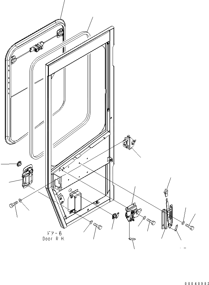 Схема запчастей Komatsu WA400-5 - КАБИНА ROPS (ДВЕРЬ ПРАВ.) (БЕЗ КОНДИЦ. ВОЗДУХА) КАБИНА ОПЕРАТОРА И СИСТЕМА УПРАВЛЕНИЯ